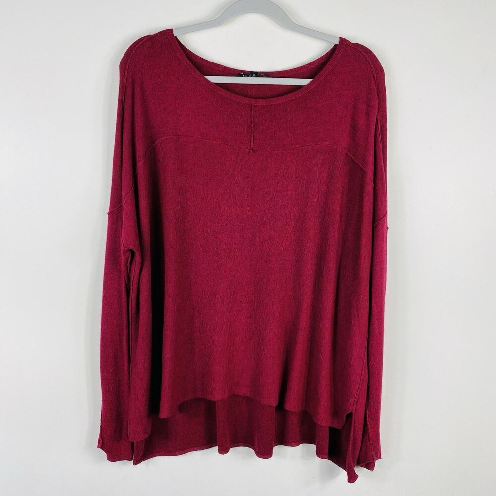 Eileen Fisher Size Petite Large Lightweight Pullover Sweater Red